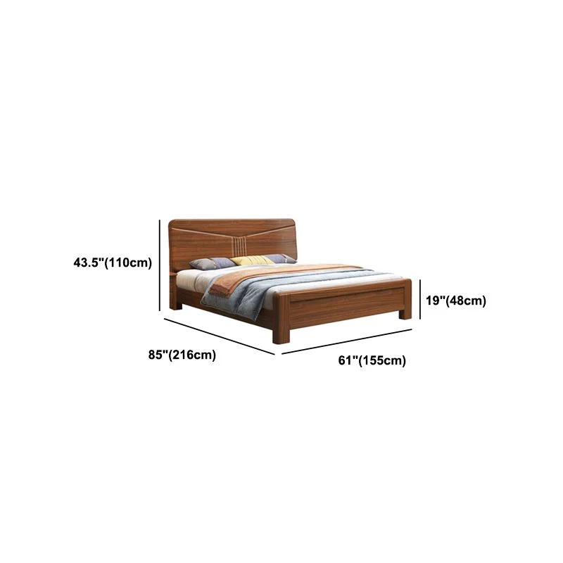 Traditional Panel Rectangular Headboard Walnut Normaal Bed
