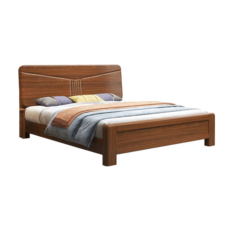Traditional Panel Rectangular Headboard Walnut Normaal Bed