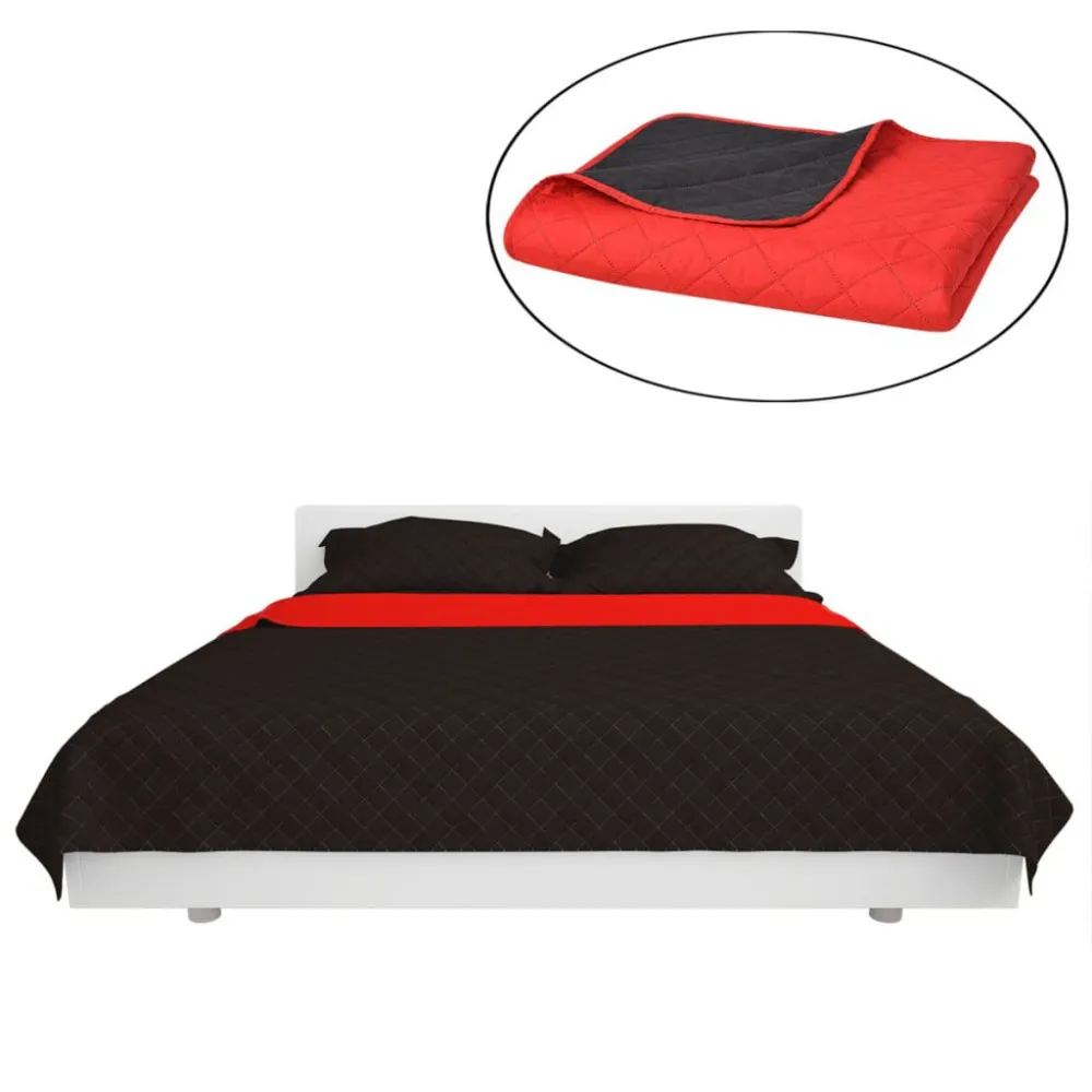 131552 Dubbelzijdig Quilted Bedspread Rood en Zwart 170x210 cm