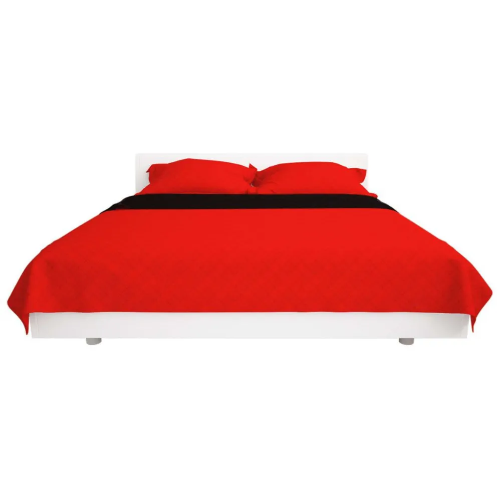 131552 Dubbelzijdig Quilted Bedspread Rood en Zwart 170x210 cm