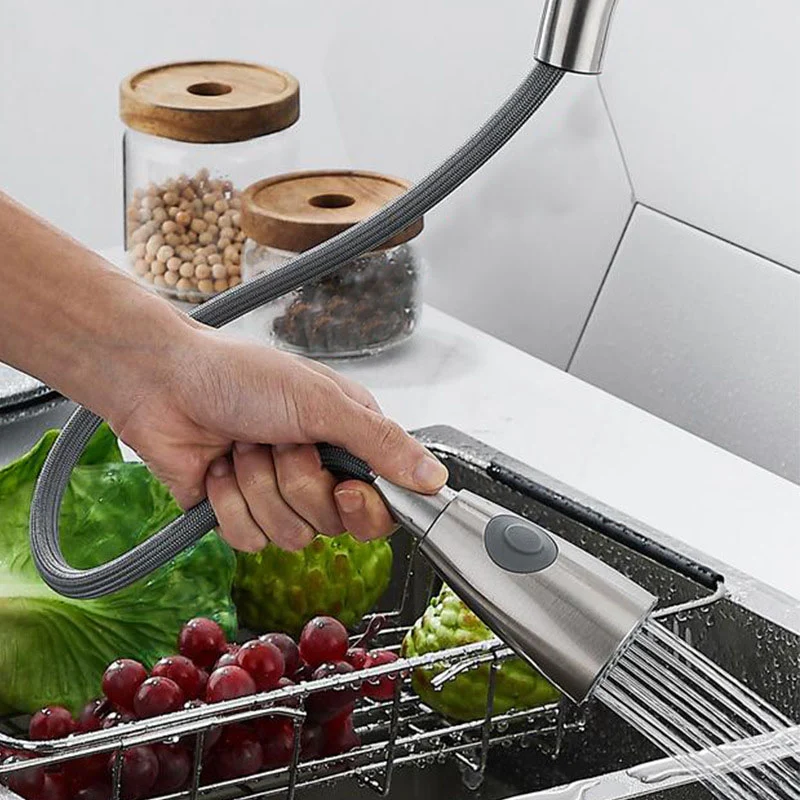 1-Hole Kitchen Faucet Pull down Sprayer Kitchen Faucet Los Lever Handle