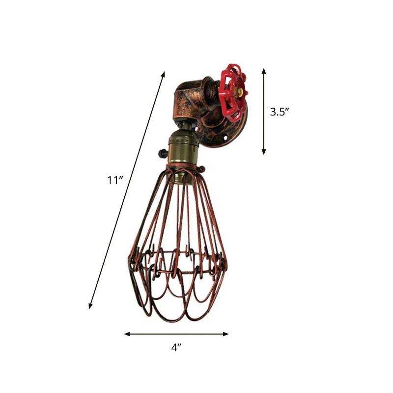 1-lamps kooi wandlamp magazijn roestrood metallic schanslamp voor woonkamer