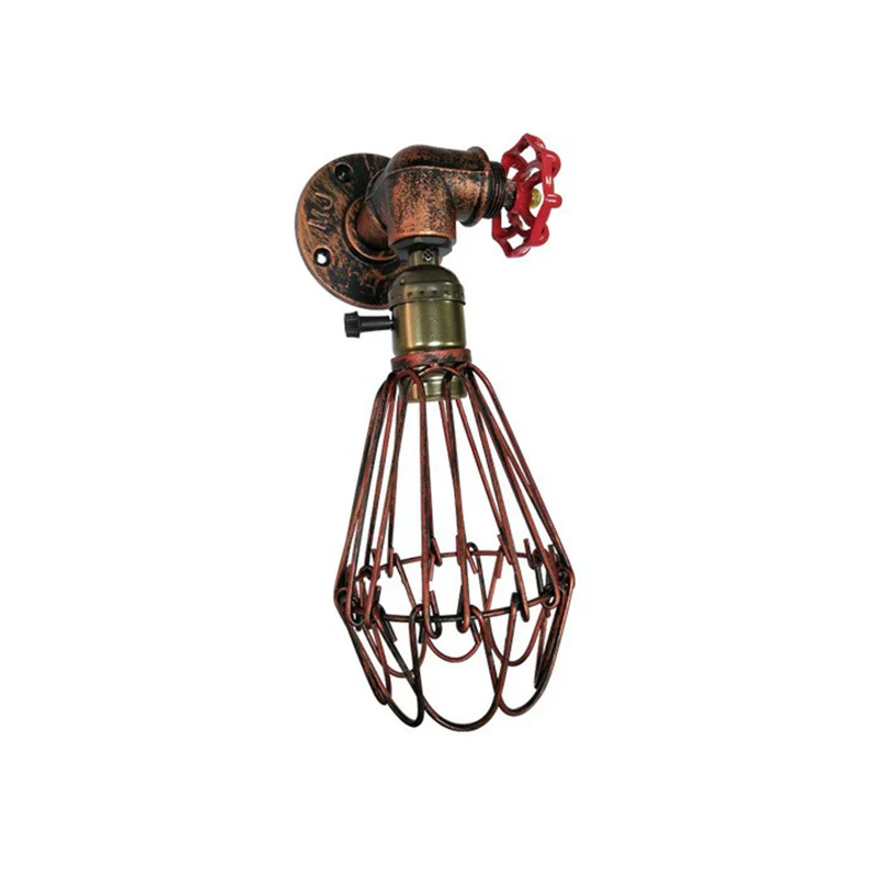 1-lamps kooi wandlamp magazijn roestrood metallic schanslamp voor woonkamer