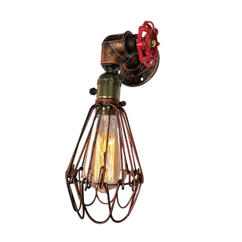 1-lamps kooi wandlamp magazijn roestrood metallic schanslamp voor woonkamer