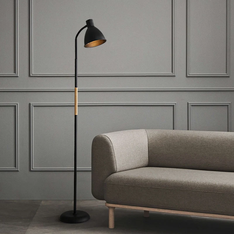 1-lichts metalen vloerleeslamp Minimalistische klokvormige woonkamervloerlamp met opgerolde rand
