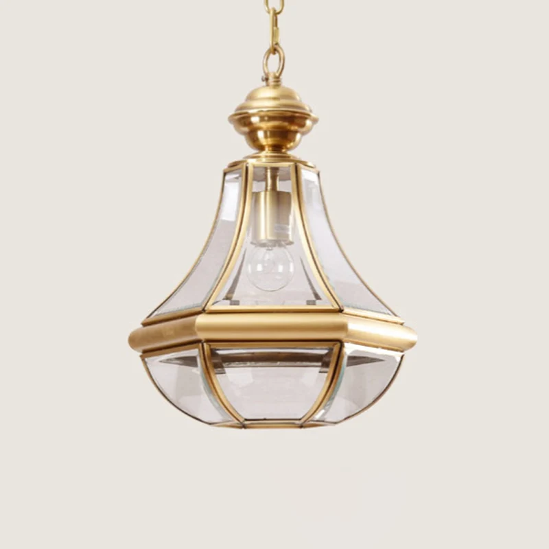 1-Light Hanging Light Minimalist Living Room Pendant Lamp Pear Seeded/Clear Glass Shade Glad Brass/Antique Brass Brass