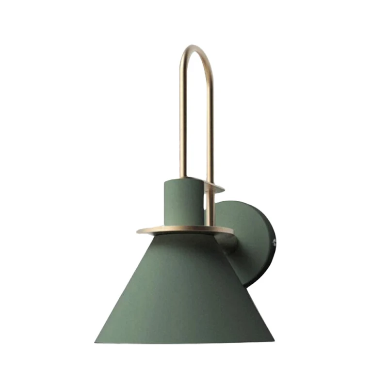1-Light Sconce Light Fixture Antiqued Cone Metaal Wall Mount White/Black/Green Handle Bedside Black