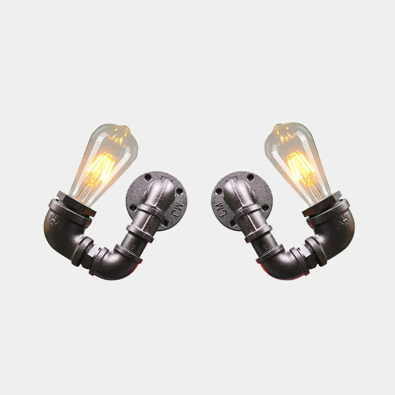 2-lichts dubbel gebogen armkandelaar antiek zwart/roest/goudafwerking metalen wandlamp voor restaurant