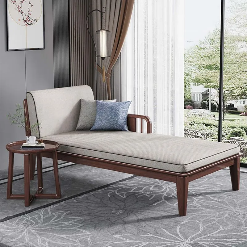71.65" L Natuur noten Slipcovered Chaise Lounge Couch 2 Pillows