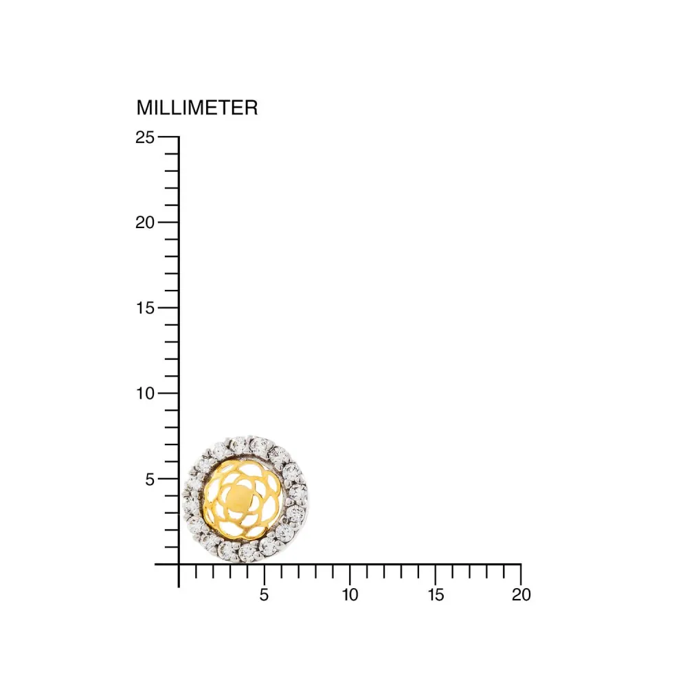 9ct two color gouden Round Cubic Zirconia Earrings shine