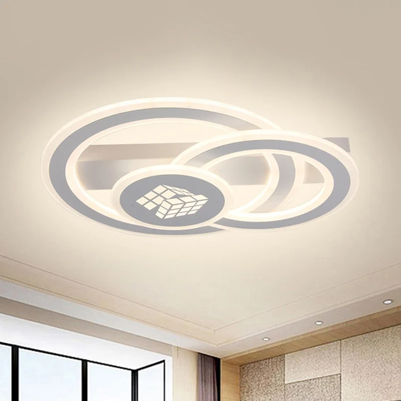 Acryl dubbele ring LED-inbouwlamp eigentijds vierkant patroon witte plafondverlichting warm/wit licht/afstandsbediening tr...