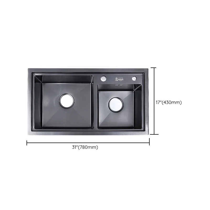 Actueel Kitchen Sink Stainless Steel 2 Holes Drop- Wear-resistant Kitchen Sink 30l