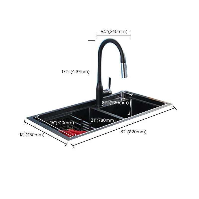 Actueel Kitchen Sink Stainless Steel 2 Holes Drop- Wear-resistant Kitchen Sink 30l