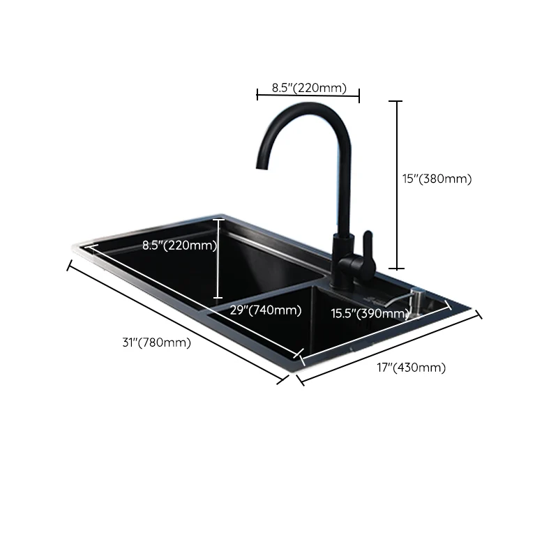 Actueel Kitchen Sink Stainless Steel 2 Holes Drop- Wear-resistant Kitchen Sink 30l