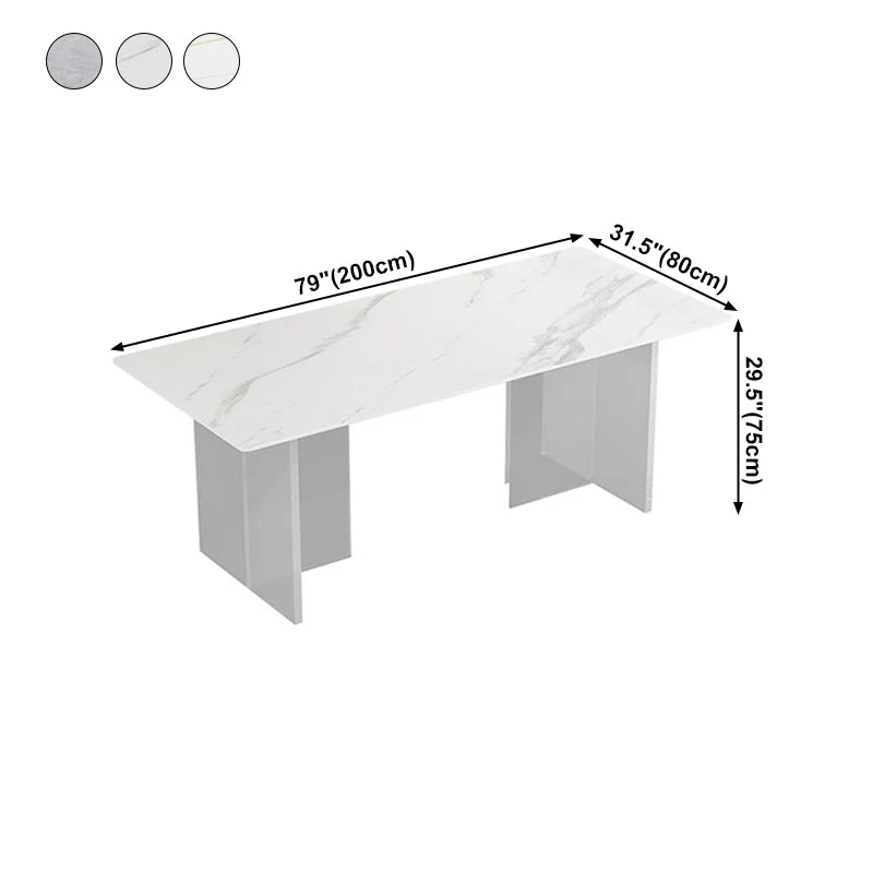 Actueel Style Dining Table Rectangle Sintered Stone Double Pedestal Table Kitchen 47