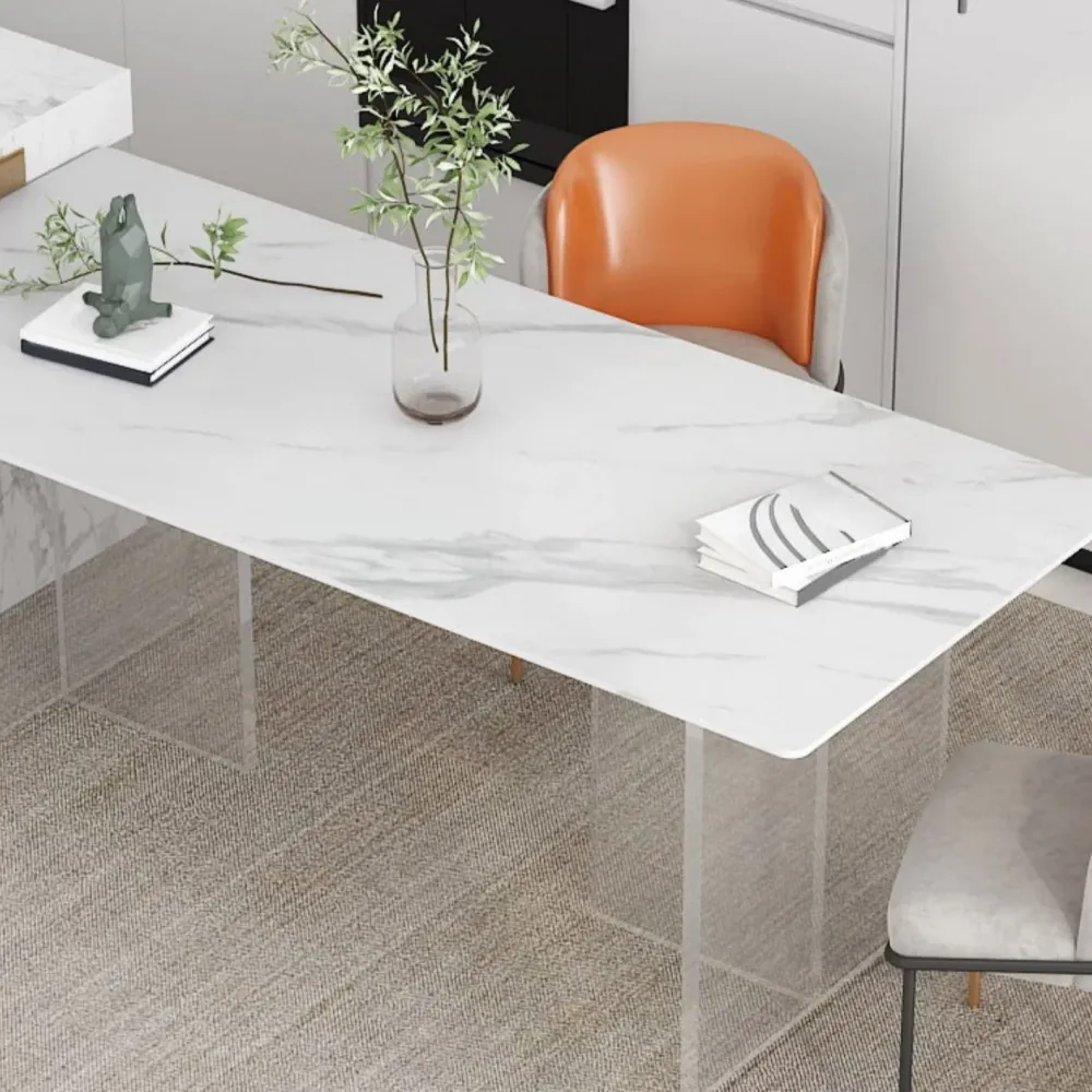 Actueel Style Dining Table Rectangle Sintered Stone Double Pedestal Table Kitchen 47
