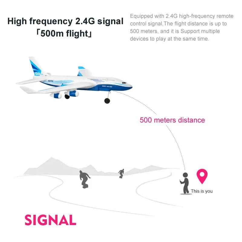 G2 RC airliner Glider - 2 Channel Remote Control Aircraft Hand Throwing Radio Control Plane Foam Resistant Outdoor Airplan...