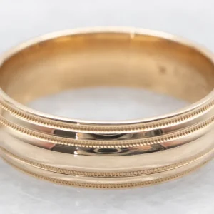 Art Carved Dubbel Milgrain Lined Wedding Band