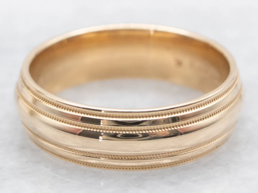 Art Carved Dubbel Milgrain Lined Wedding Band