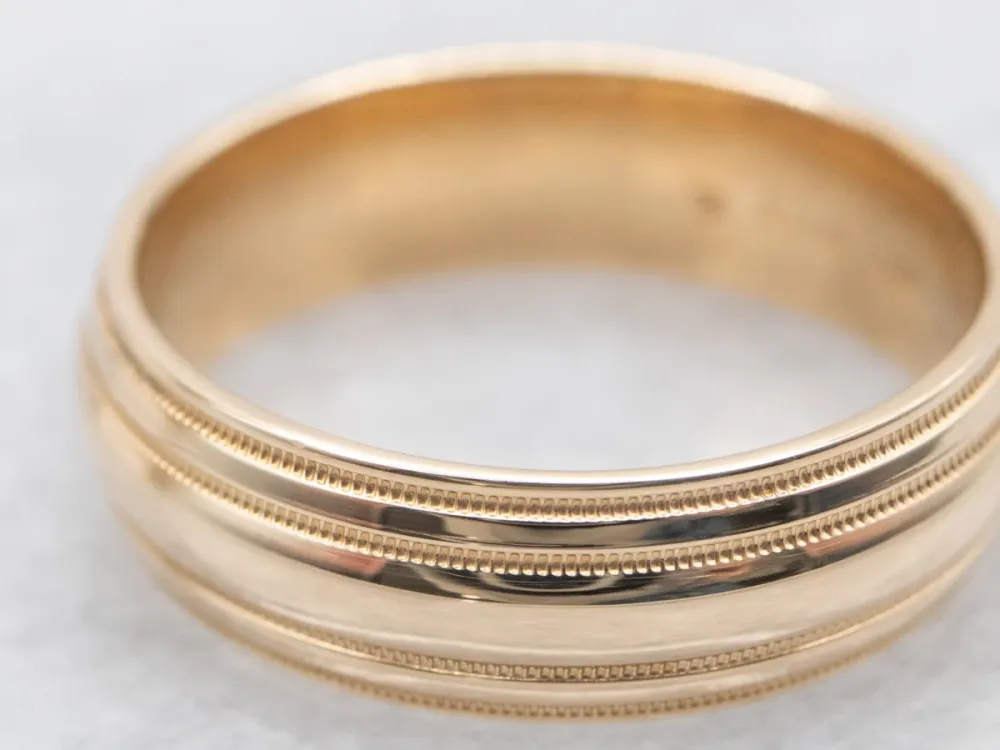 Art Carved Dubbel Milgrain Lined Wedding Band