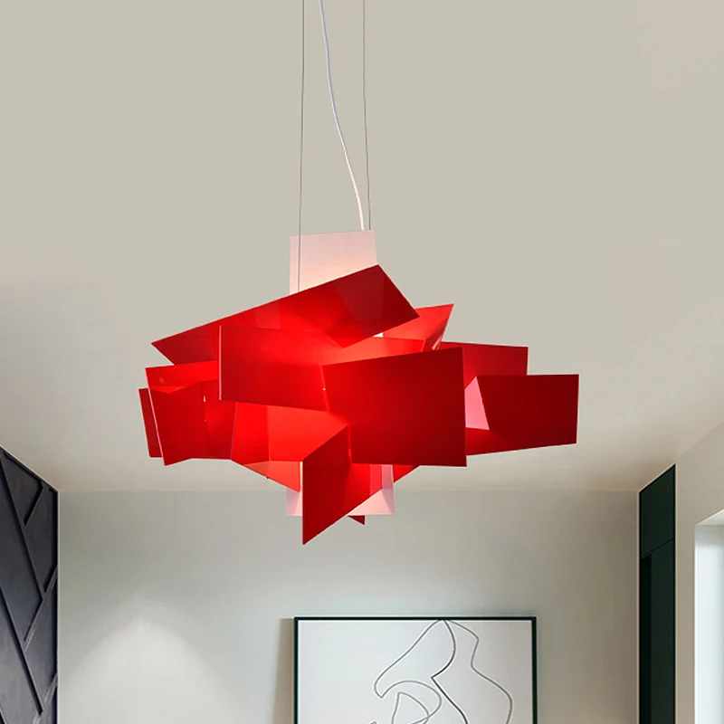 Artistry gesplitste acryldruppelhanger 2 lampen Multilicht plafondlamp wit/rood voor woonkamer