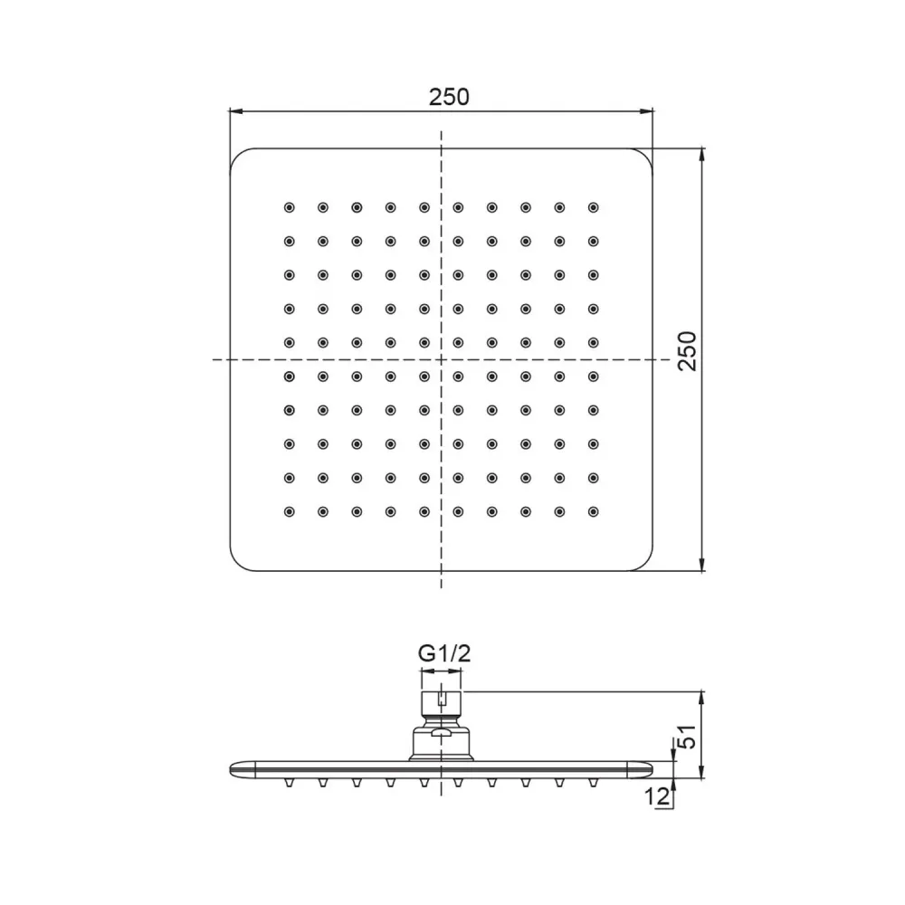 Atene 250mm single-jet anti-limescale showerhead