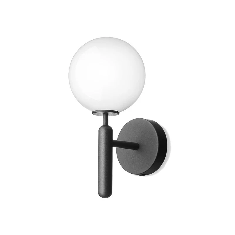 Ball Stairway Wall Light Fixture Glass Single-Bulb Basis Style Wall Sconce Lighting Black