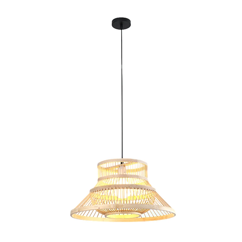 Bamboe cilinder/lantaarn/trommel hanger Japanse stijl 1 lamp hangend plafondlicht lichtbruin voor restaurant