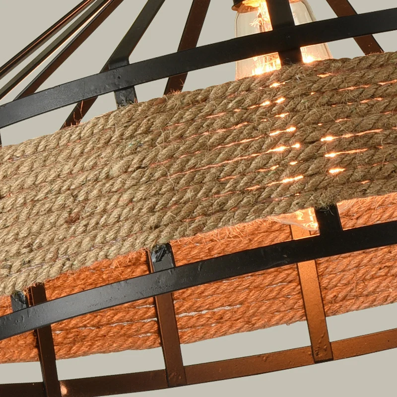 Barn Metal Hanging Ceiling Light Antiqued 1 Bulb Restaurant Jute Rope Drop Pendant Koolzwart Black