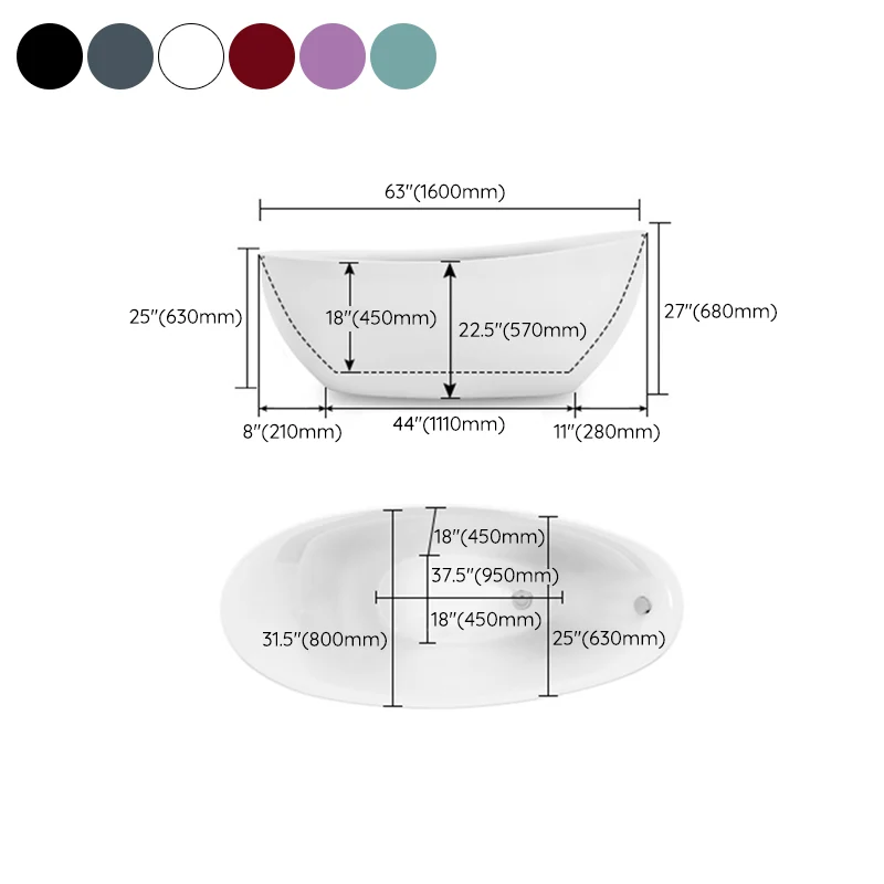 Bathroom Modern Één Slipper Bathtub Stand Alone Acrylic Bath Tub White