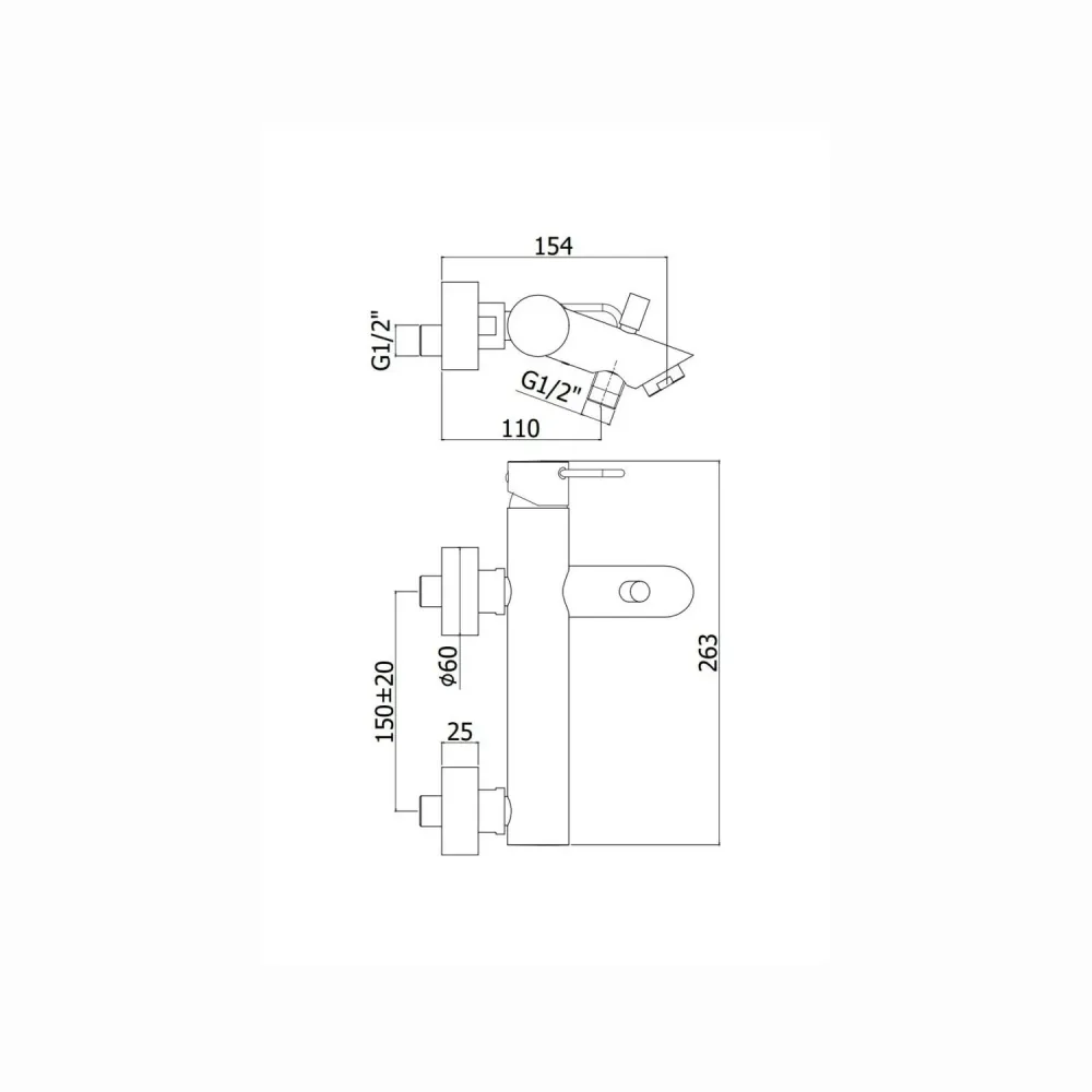 Bathtub mixer code JK022CR without duplex Joker series Chroom Paffoni