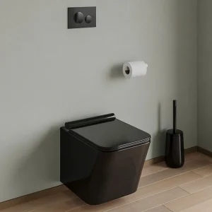 Bedieningsplaat voor wc met dubbele knop, zwart, OPULUS