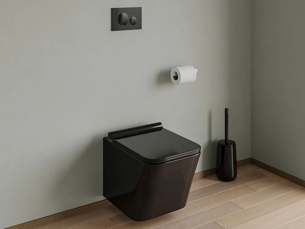 Bedieningsplaat voor wc met dubbele knop, zwart, OPULUS