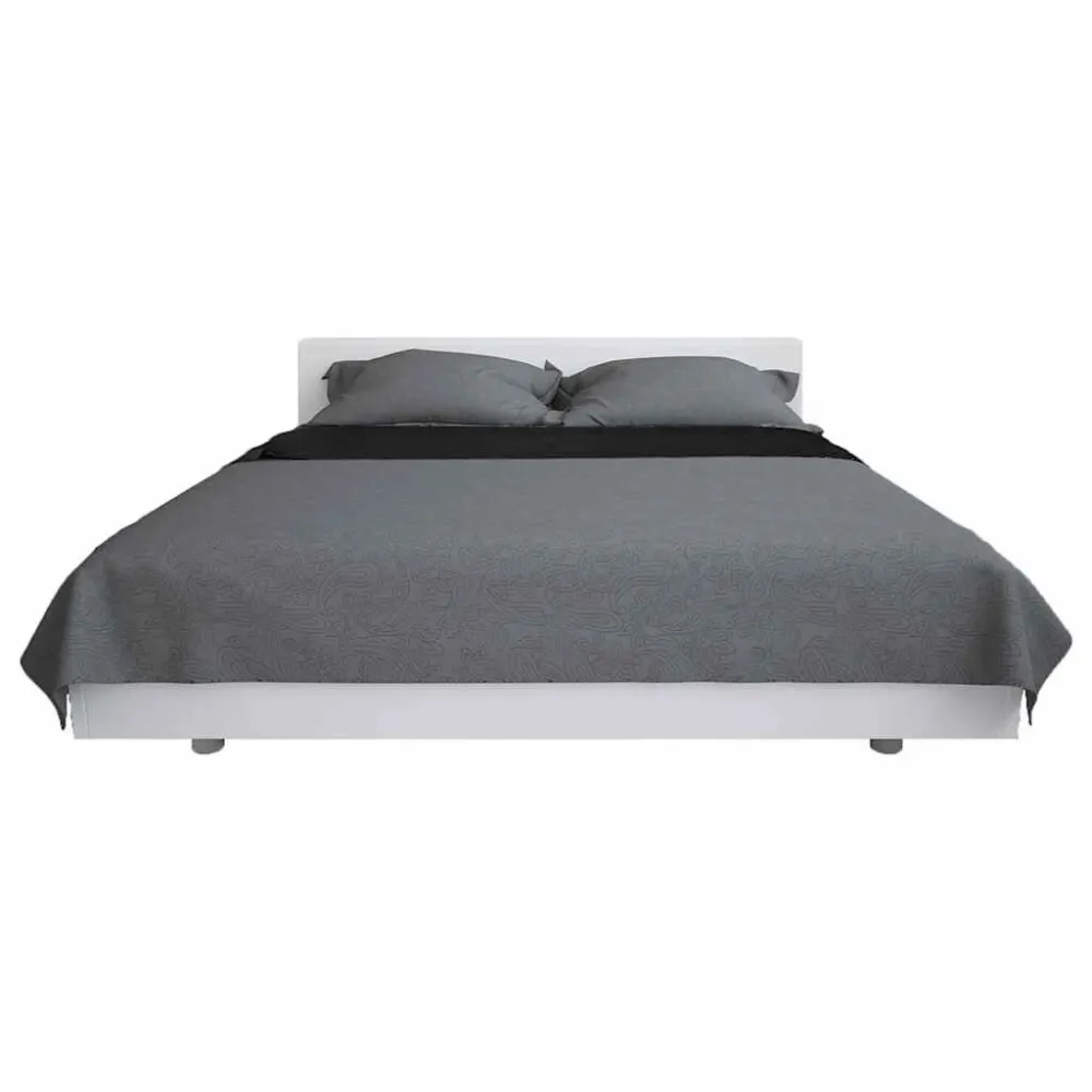 Bedsprei dubbelzijdig 170x210 cm quilt grijs en zwart
