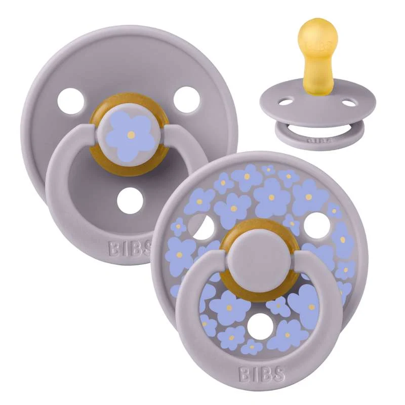 Bibs Ronde Colour Fopspeen - 2-Pak - mt. 2 - natuurrubber - Studio - Jasmine - Fossielgrijs/Fossielgrijs