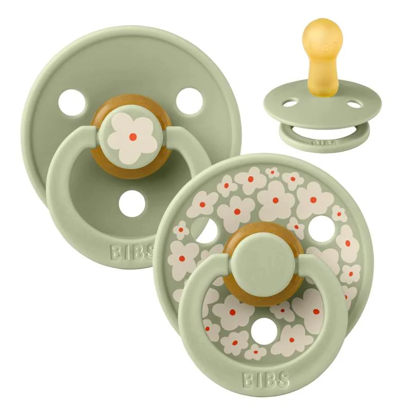 Bibs Ronde Colour Fopspeen - duopak - mt. 2 - natuurrubber - Studio - Jasmijn - Salie/Salie
