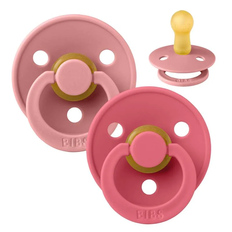 Bibs Ronde Colour Fopspeen - set van twee - mt. 2 - natuurrubber - Stofzuigerroze/Koraal