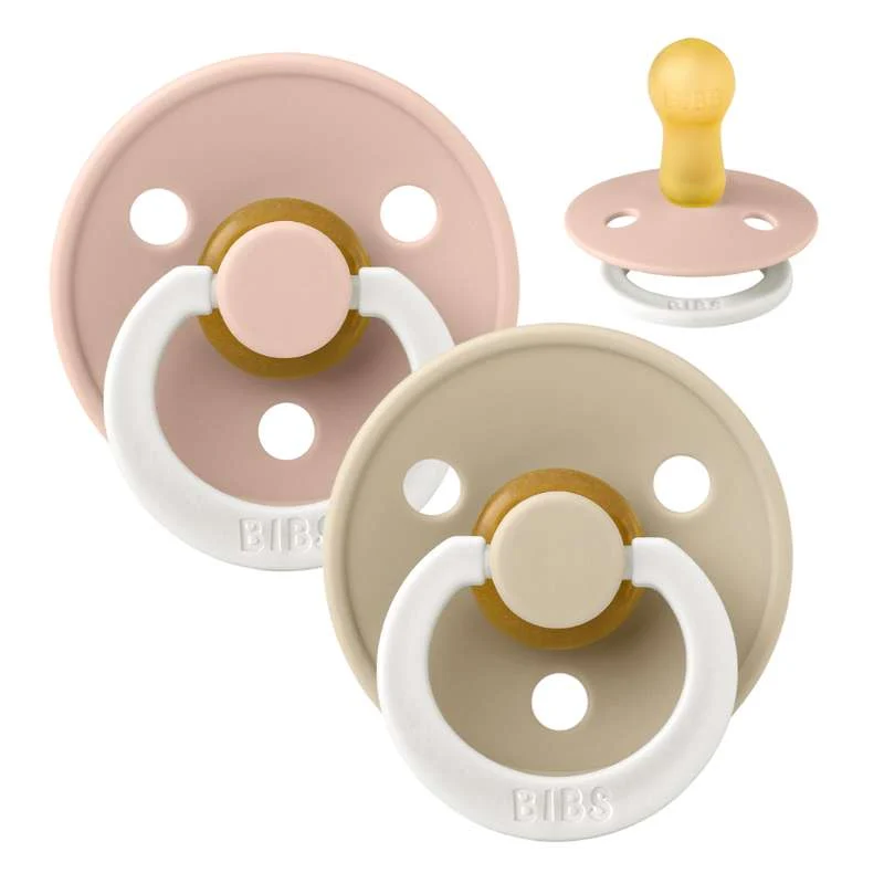 Bibs Ronde Colour Fopspeen - tweepak - mt. 2 - natuurrubber - GLOW - Blush/Vanille