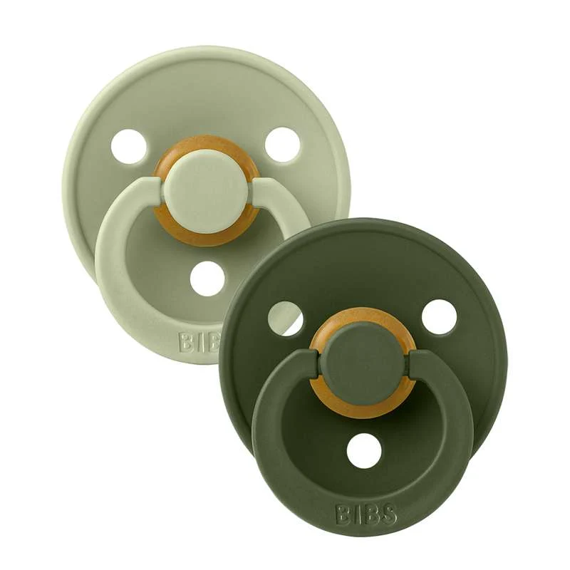 BIBS Symmetrische Kleur Sut - 2-Pak - mt. 2 - natuurrubber - Salie/Jagergroen
