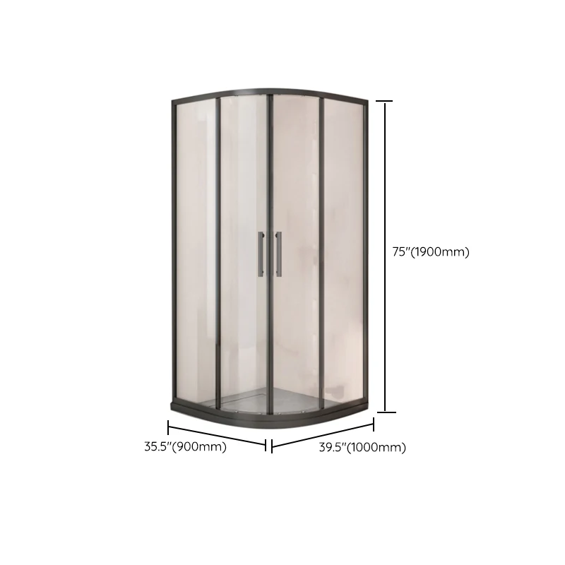 Black Full Frame Curved Tempered Glass Tweeling Slide Shower Door 35l