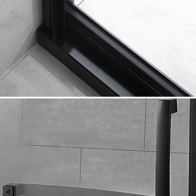 Black Solo Sliding Shower Door Framed Tempered Shower Doors Silver