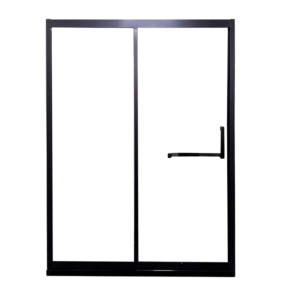 Black Solo Sliding Shower Door Framed Tempered Shower Doors Silver