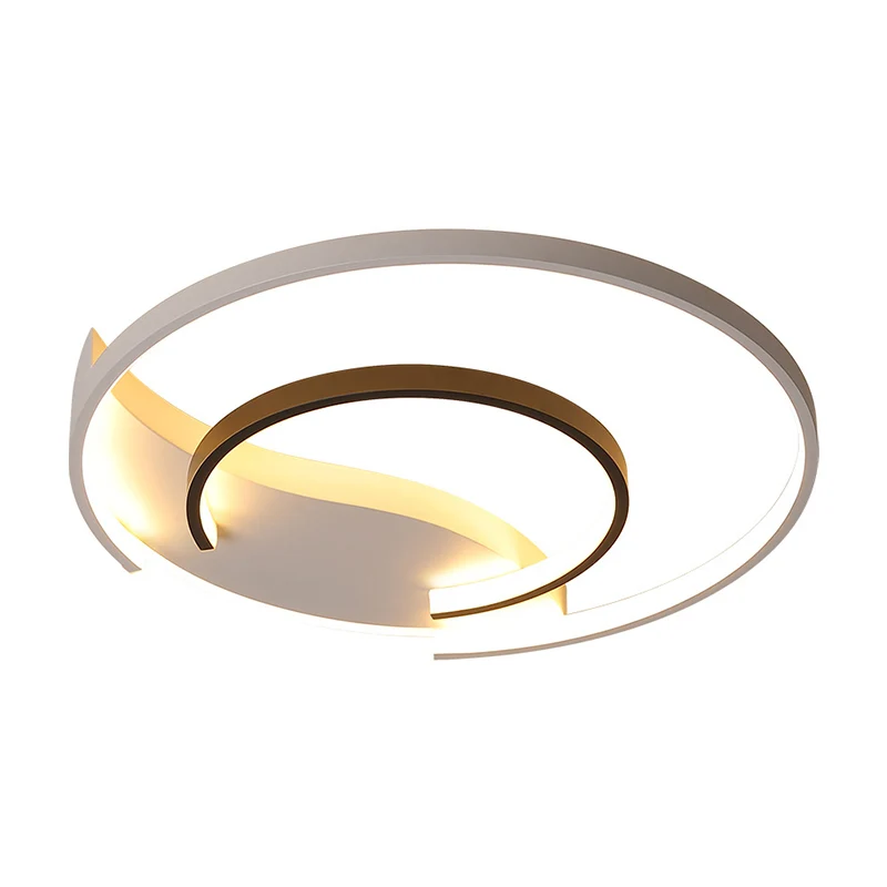 Black and White Duo Ring Flush Mount Light Simple Acrylic LED Ceiling Flush Mount Bedroom Warm/White, 16"/19.5" Wide Black