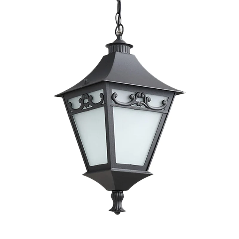 Black/Bronze 1 Bulb Drop Pendant Rustic Melkwit Glass Lantern Hanging Ceiling Light Corridor Black
