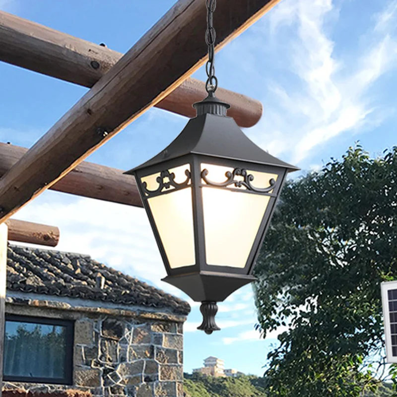 Black/Bronze 1 Bulb Drop Pendant Rustic White Glaswerk Lantern Hanging Ceiling Light Corridor Black