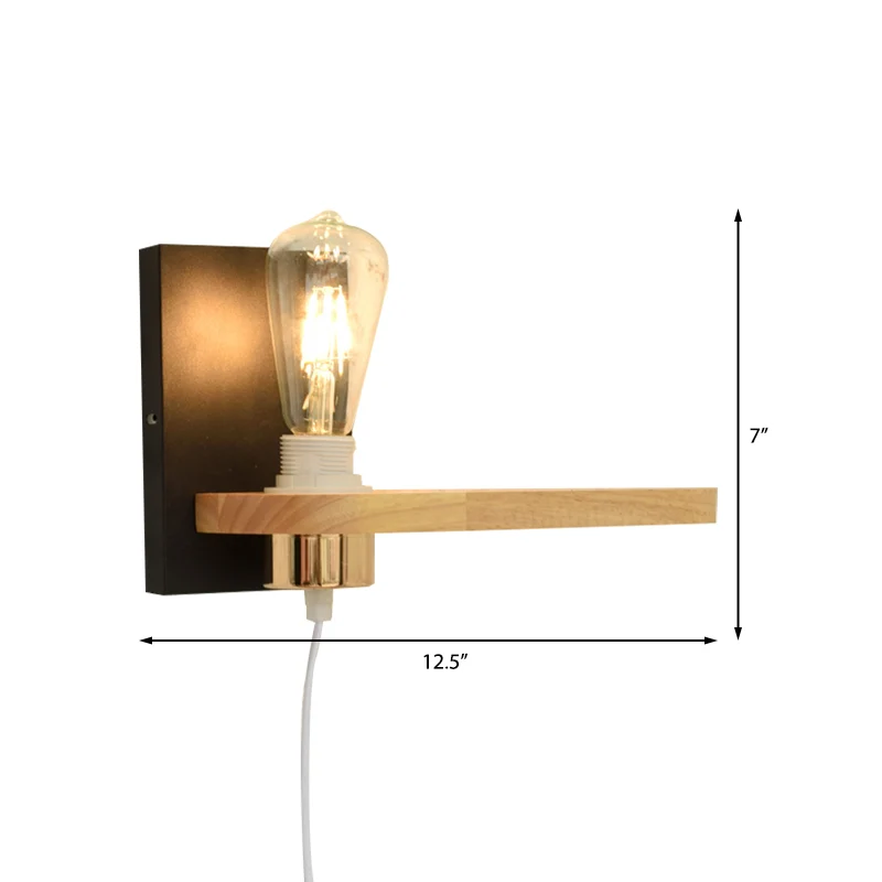 Black/Green Van metaal Backplate Wall Lighting Fixture Simple 1 Light Bare Bulb Wall Mounted Lamp Corridor Green