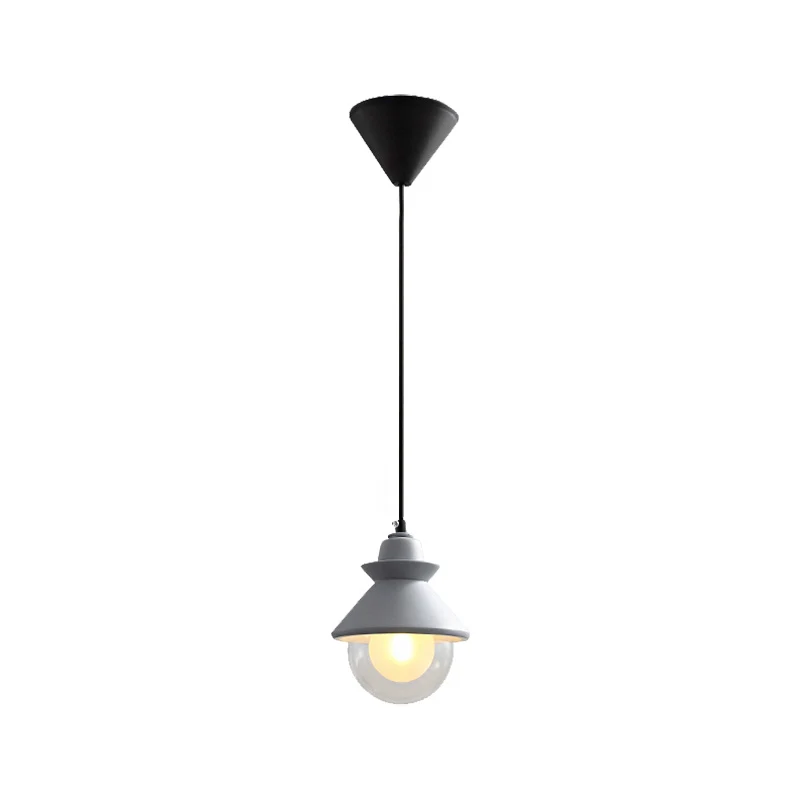 Black/Pink Conical Hanging Ceiling Light Macaron Style 1 Bulb Metal Pendant Lamp Double Glazen Shade Black