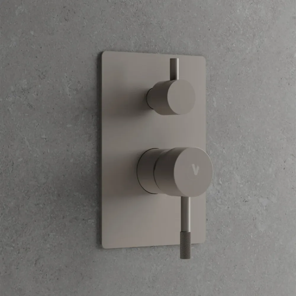 Built- shower mixer 2-way diverter RubiFlux Tennis Mud - Mud Grijs