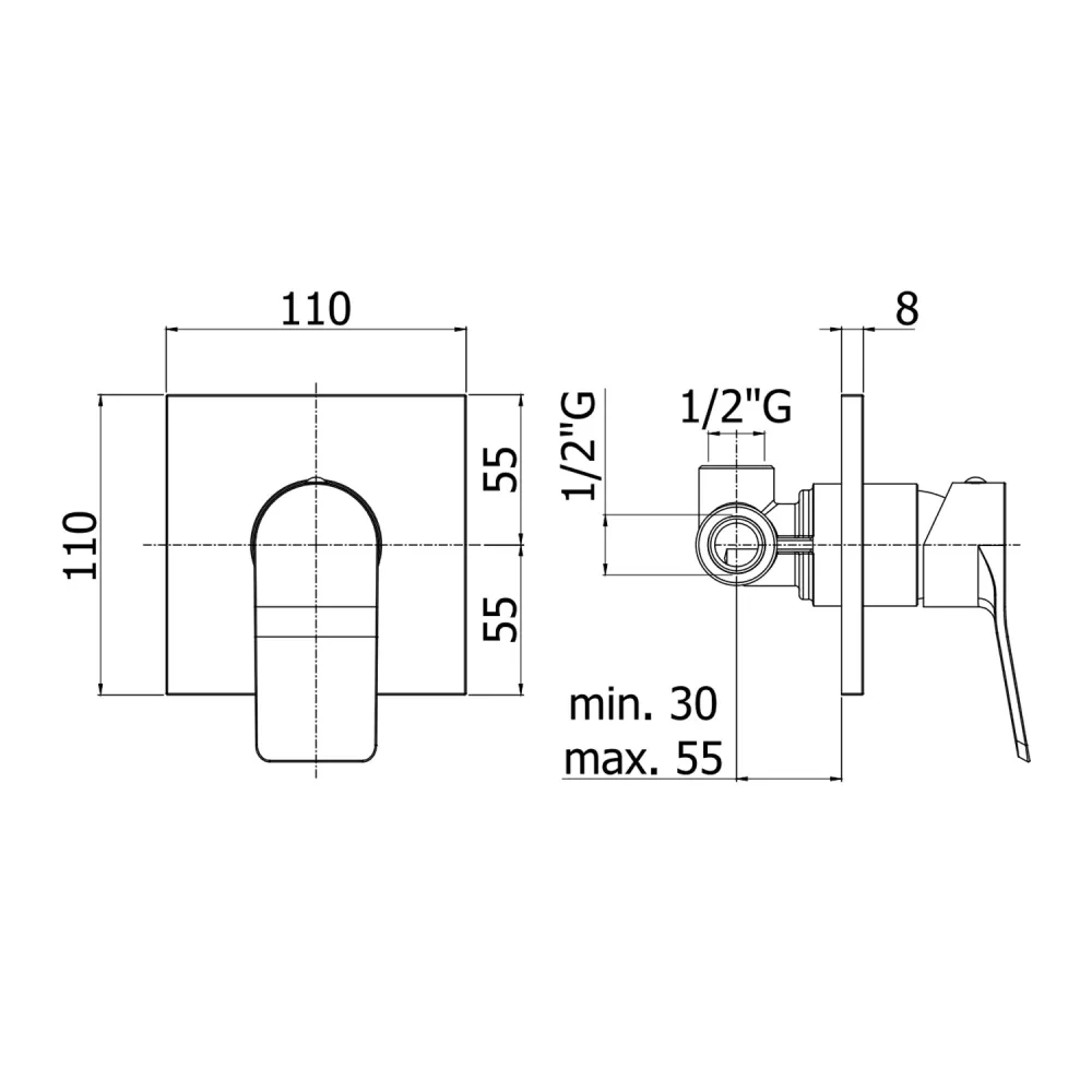 Built- shower mixer one outlet model Neigbaar Paffoni chrome-plated
