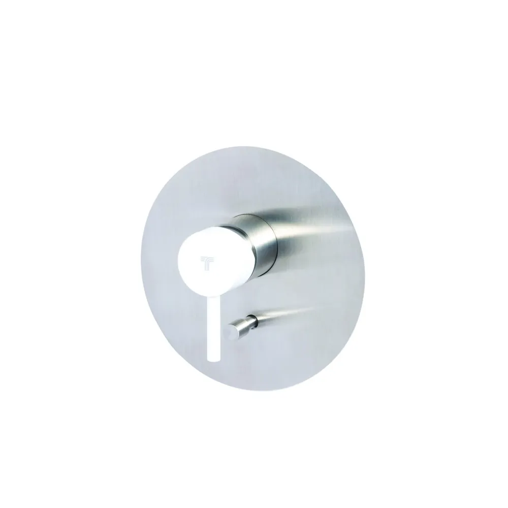 Built- shower mixer tap two-way diverter stainless steel Strookglans finish Snow-colored handle Tubico Colorado